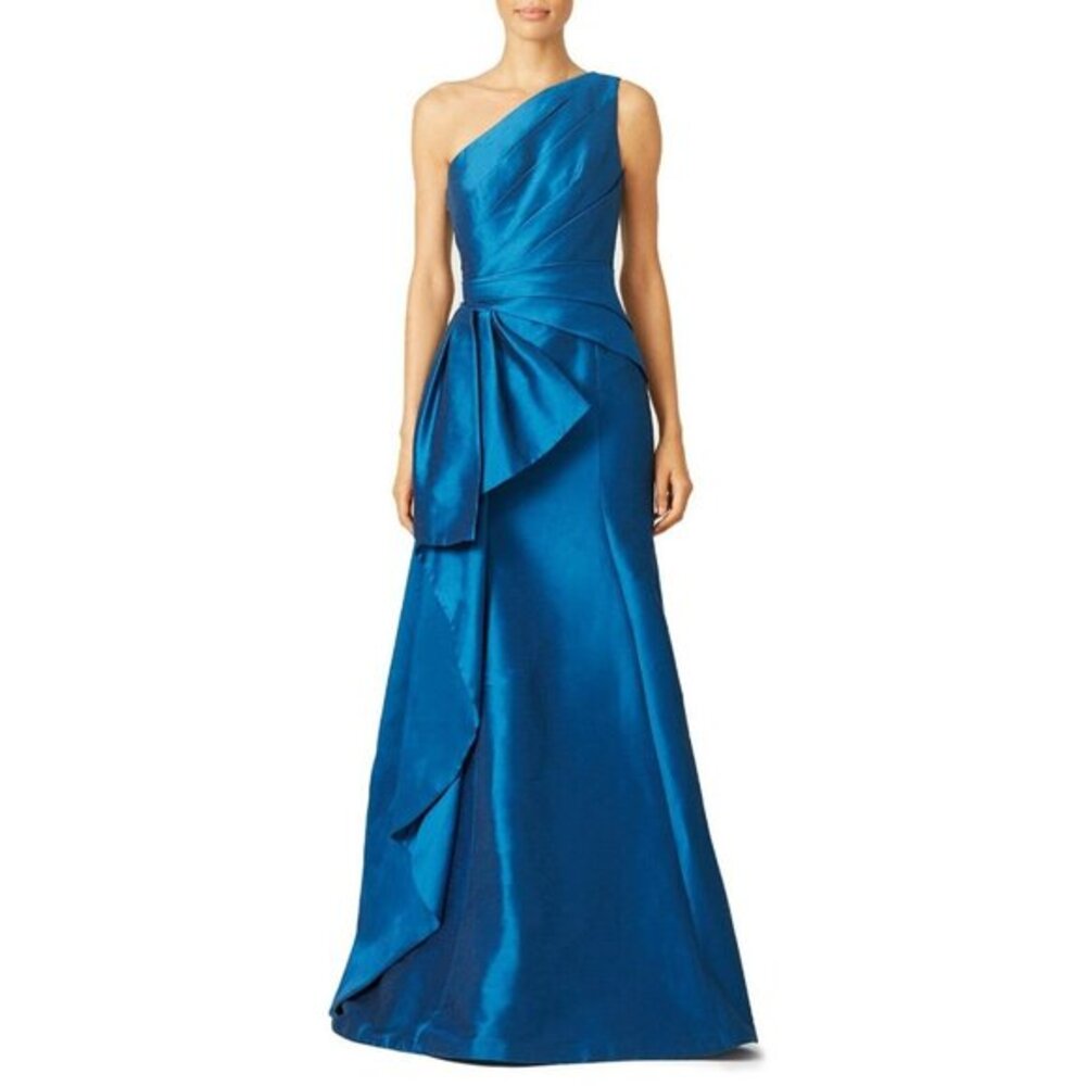 ML Monique Lhuillier Gown Sidecar Blue Teal Mermaid Dress Evening Gown SZ 0